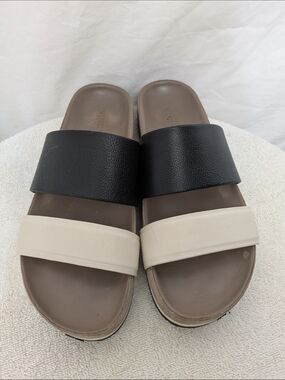 Vince Double Strap Slide Sandals 7.5 Minimalist Neutral